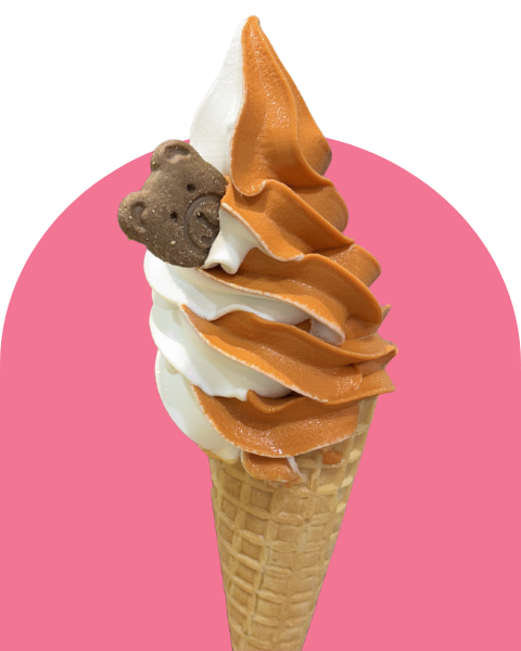 Chocolate and vanilla soft serve ice cream cone from Yens Thai Soft Serve Ice Cream in Nakhon Sawan, Thailand.